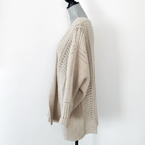 Lafayette 148 New York Tan Open-Front Cardigan Super Oversized S/P Laganlook - Picture 3 of 11